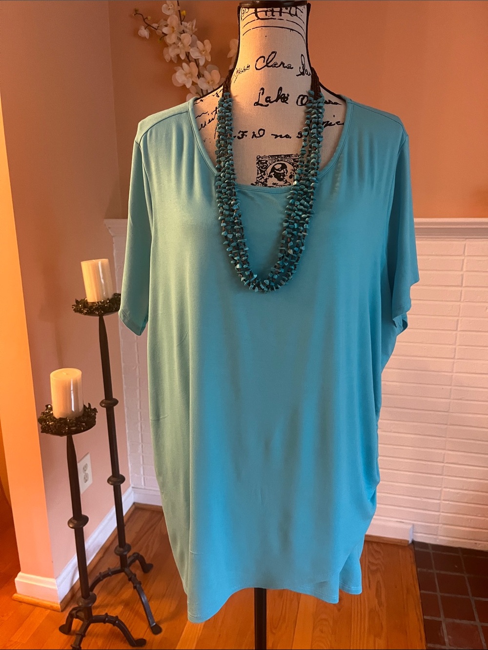 Belle by Kim Gravel Turquoise Pullover Top